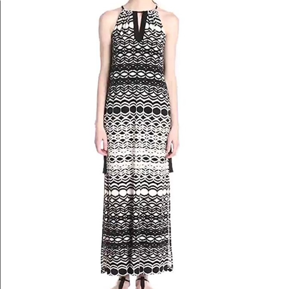 Maggy London Brush Geo Printed Maxi Dress
